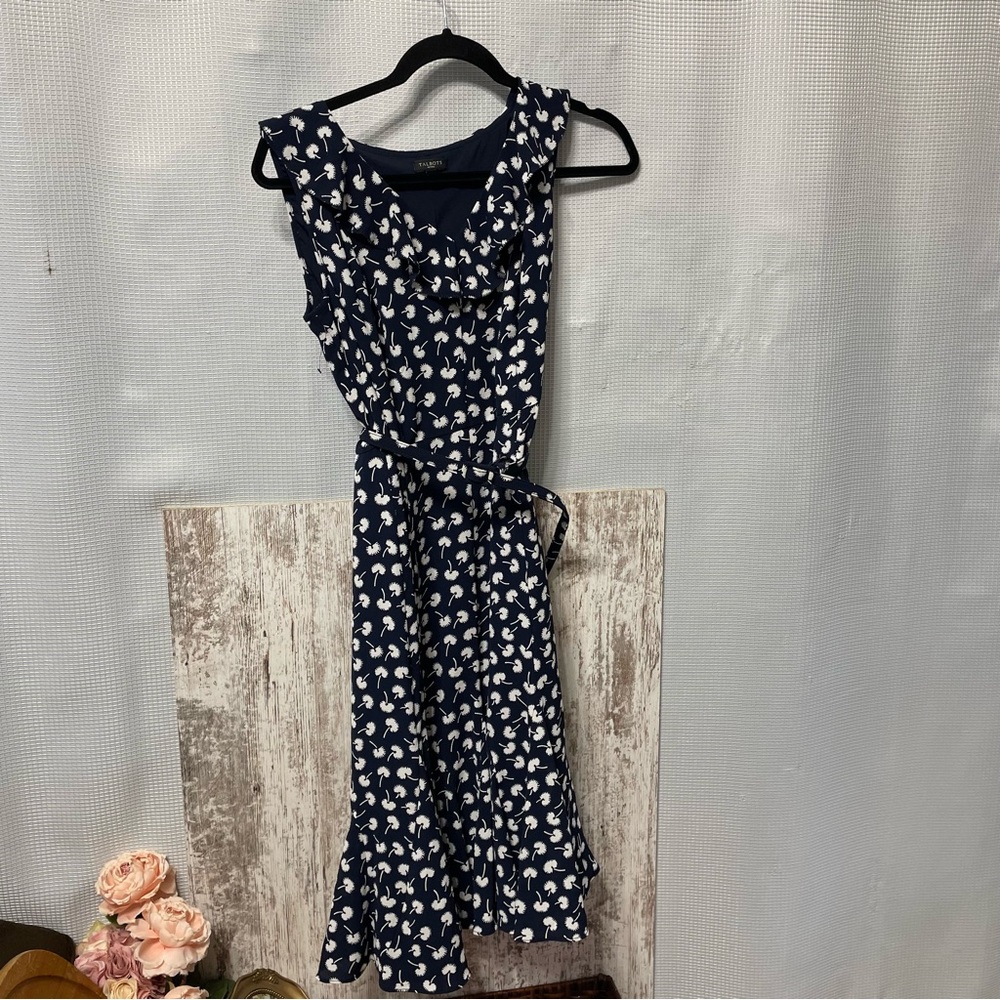 TALBOTS Dandelion V-Neck Midi Ruffle Dress